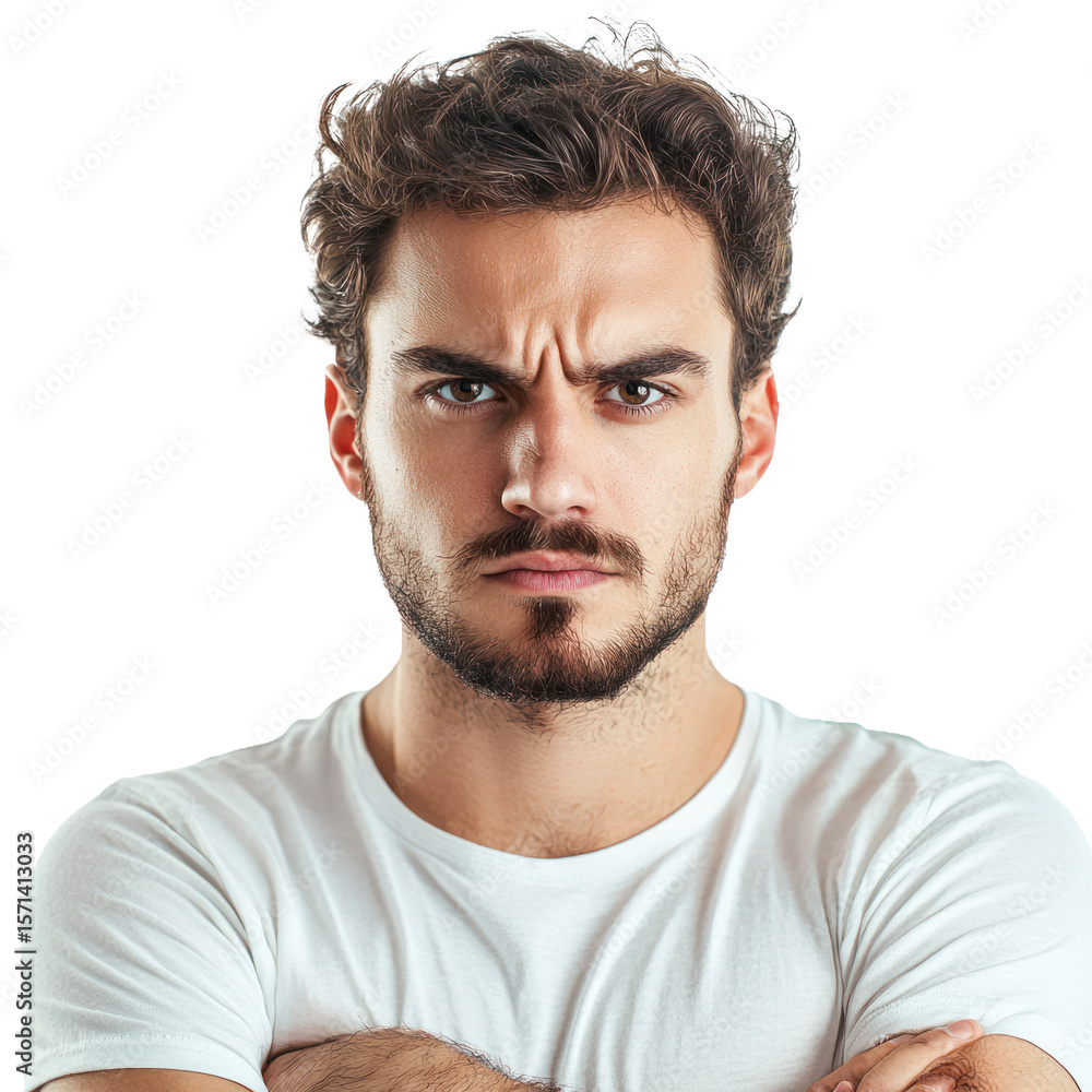 Fototapeta premium serious portrait on white isolated on transparent background