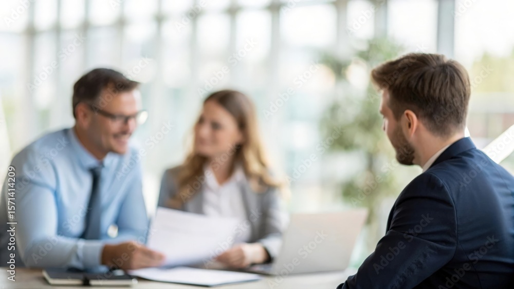 Soft focus corporate environment where mediator assists in agreement between disputing professionals
Soft focus corporate environment where mediator assists in agreement between disputing professionals