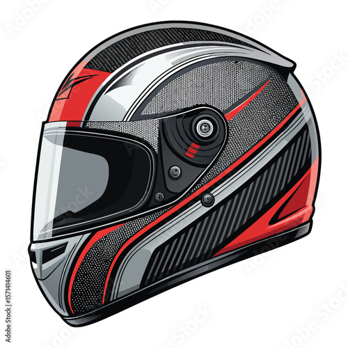 Close-up of a modern helmet showcasing intricate carbon fiber texture and vibrant colors.