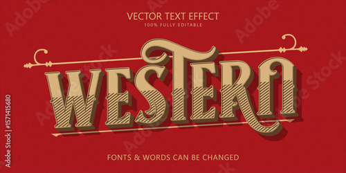 Western text victorian style, editable text effect vintage