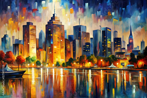 night view of the city of moscow