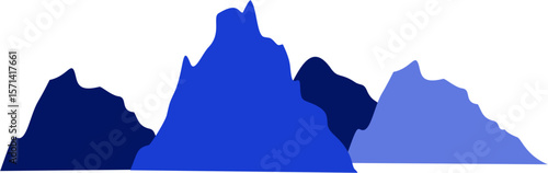 Hiker's Mountain Adventure in Blue Silhouette