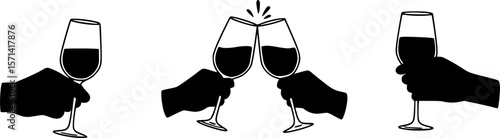 clinking wine glasses hand drawn vector sketch
