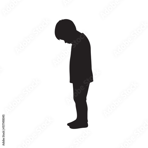 Sad child silhouette isolated on white background. Sad child icon vector illustration design