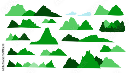 Mountain Adventure Silhouette Green Color Bundle Set