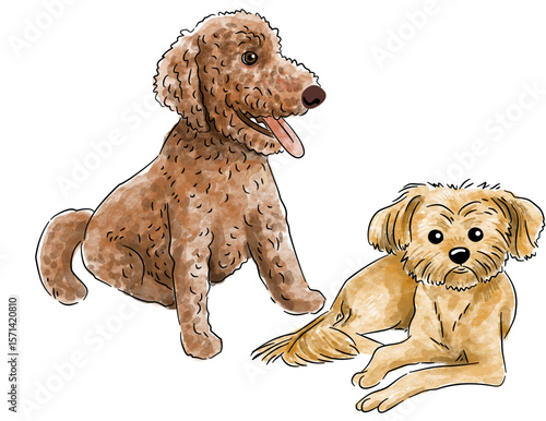 Watercolor Cat Dog Hand Drawn Designs