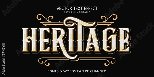 Heritage editable text effect, Vintage text style