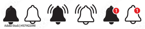 Notification bell icon set vector illustration.