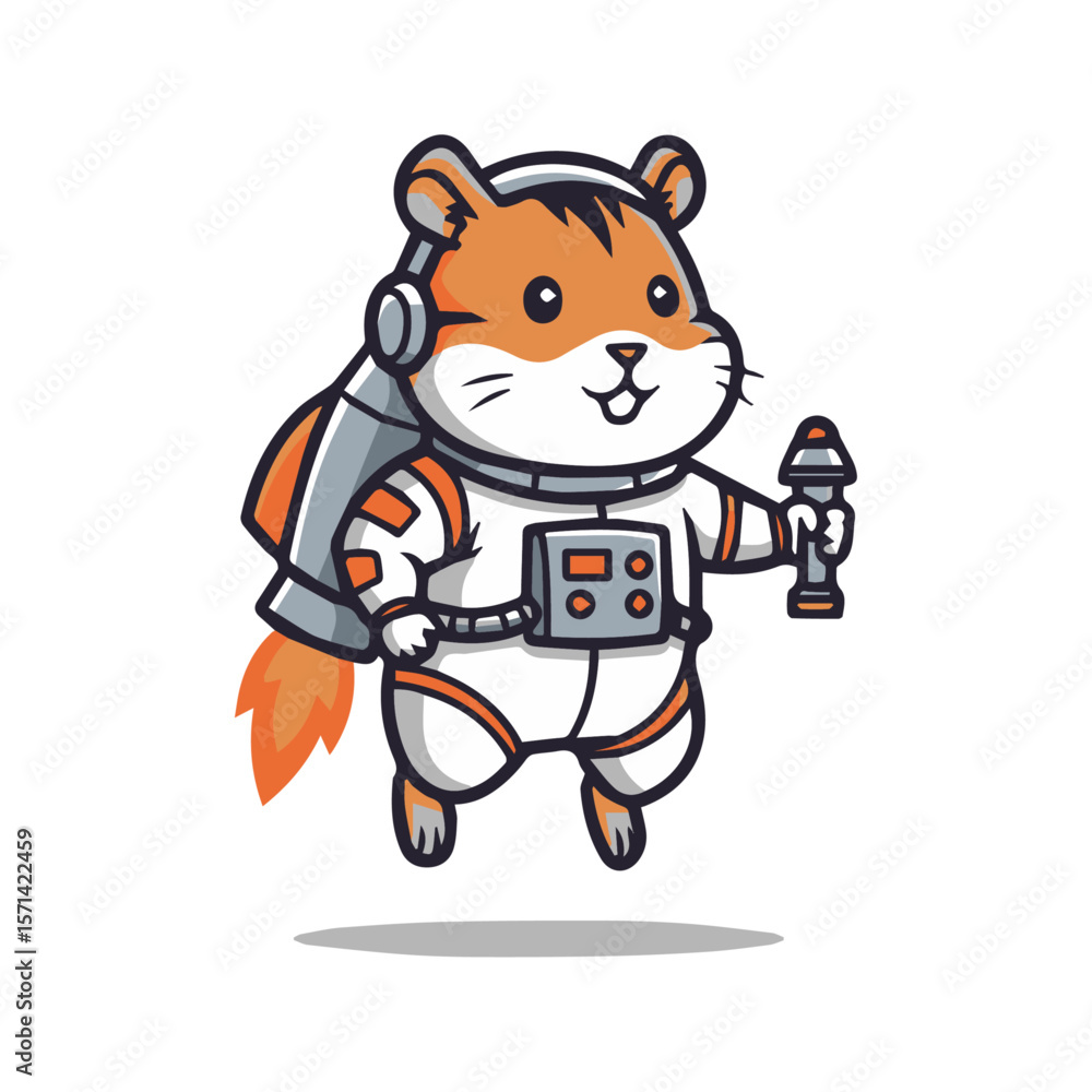 Fototapeta premium A Hamster Wearing An Astronaut Suit, Cute Vector Mascot.