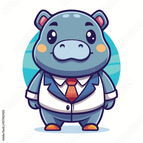 Cute hippopotamus in a suit