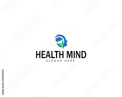 Healthy mind logo creative nature leave health clinic smart mind design character