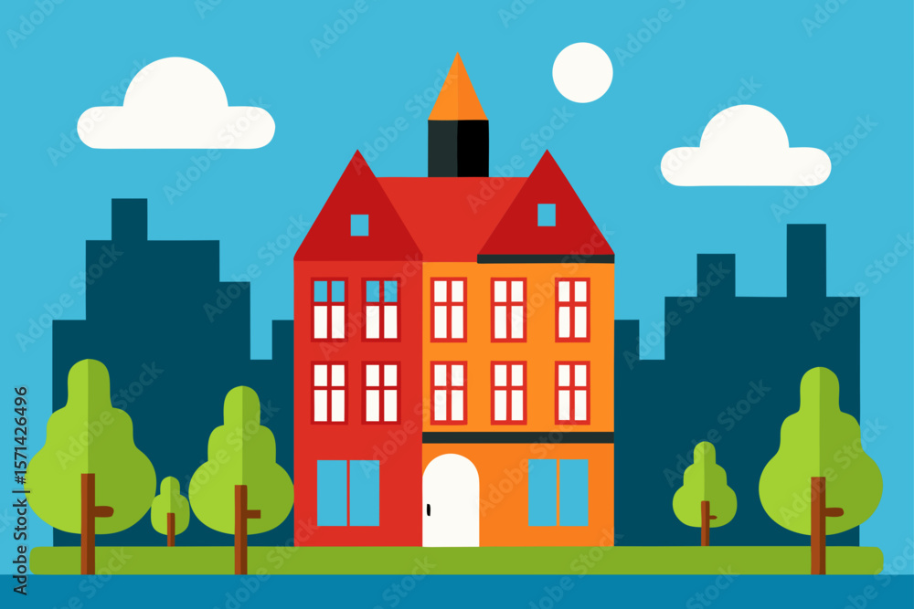 Obraz premium An Outdoor Scene With Amsterdam House Illustration