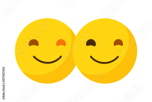 Wallpaper Mural Two yellow round happy  emoji symbols icons together on white background Torontodigital.ca