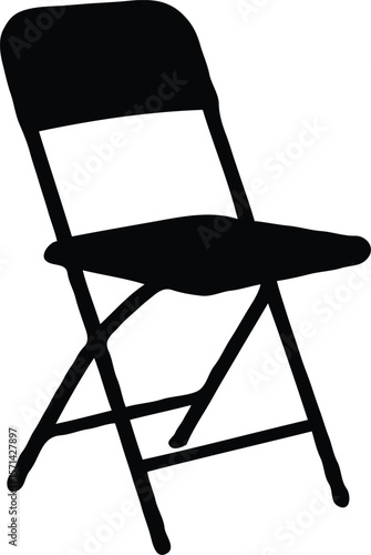 Simple Black Folding Chair Silhouette Illustration