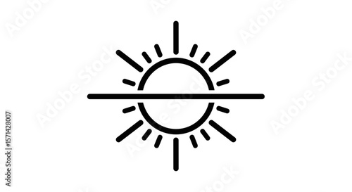 Sun symbol with rays in minimalist style representing equinox day  