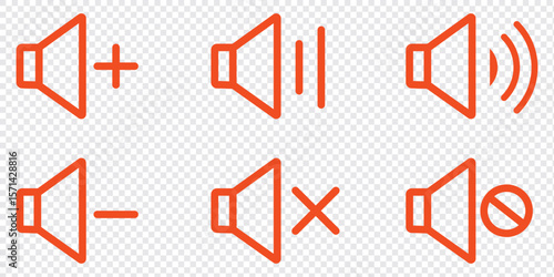 Speaker Set Icon. Sound Icon. volume icon vector illustration. Speaker volume icons with sound waves. Volume up, down, and mute collection. 