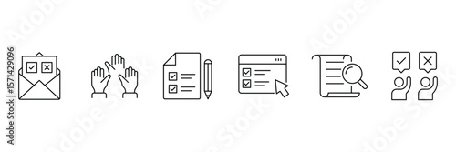 Survey participation feedback online poll research questionnaire response checklist analysis form vote opinion icon vector illustration.