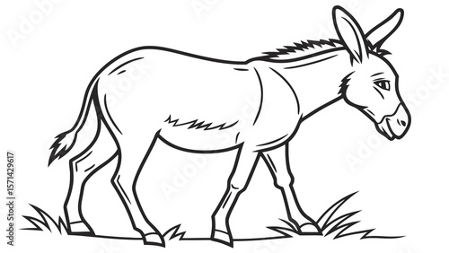vector line art of a donkey