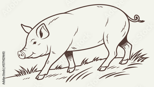 vector artwork of a pig in simple flat colors