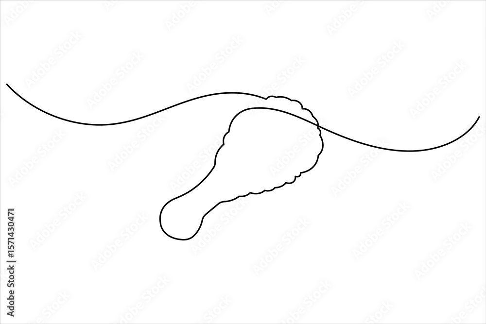 Obraz premium Fried chicken drumstick continuous one line drawing of white background with minimalist outline style
