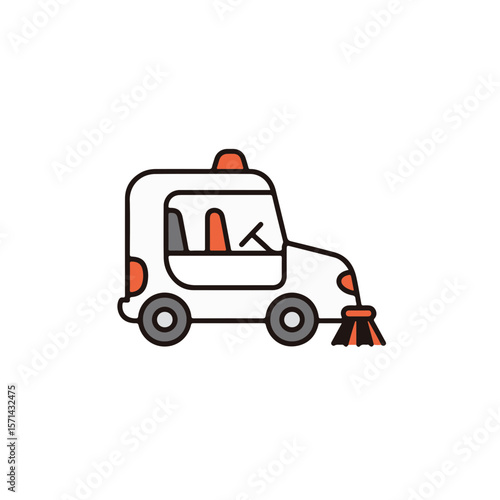 An illustration of a street cleaner car