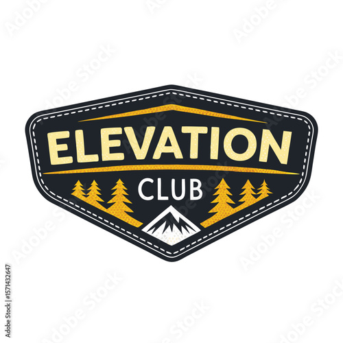 A graphic patch design for an 'Elevation Club' featuring a range of triangular mountains.