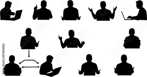 Virtual Conference Call with Participants Silhouette
