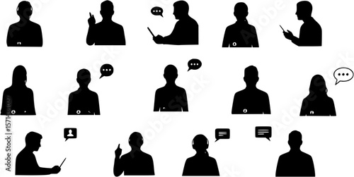 Virtual Conference Call with Participants Silhouette
