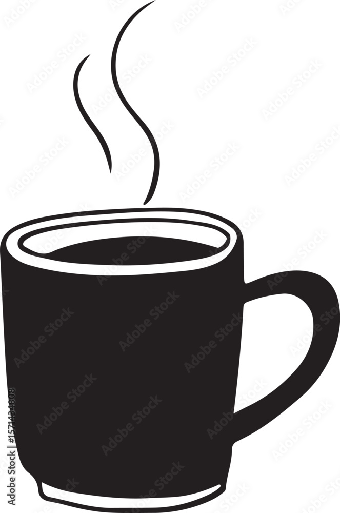 Obraz premium A hot coffee cup with steam, perfect for a cafe or breakfast illustration