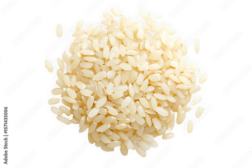 Obraz premium Pile of arborio rice isolated on transparent background