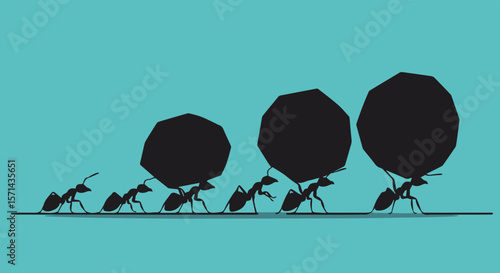 Ants Carrying Heavy Stones 
