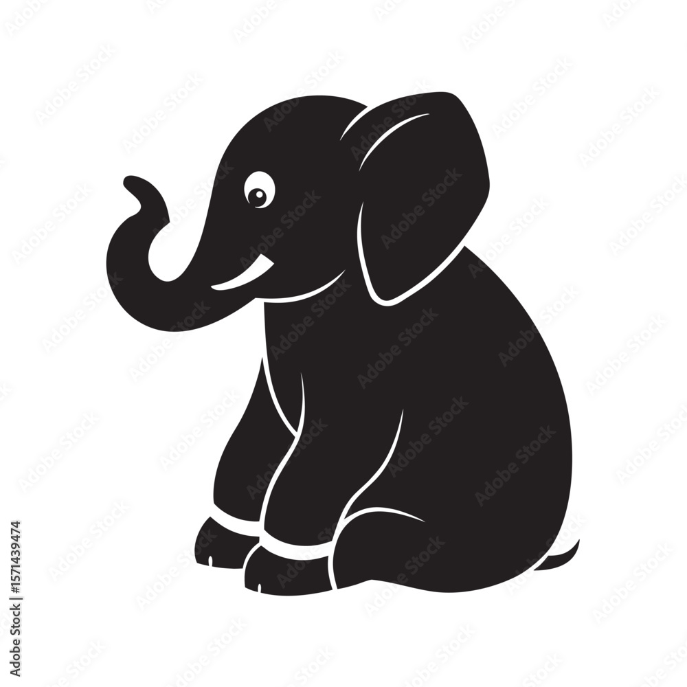 Fototapeta premium Resting Elephant Sitting In Silence