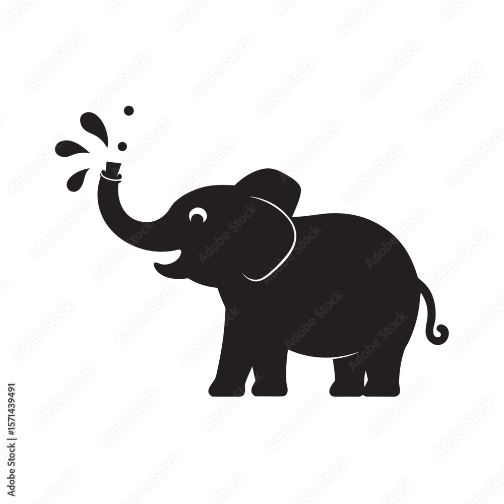 Elephant Spraying Water From Trunk Elephant Spraying Water From Trunk