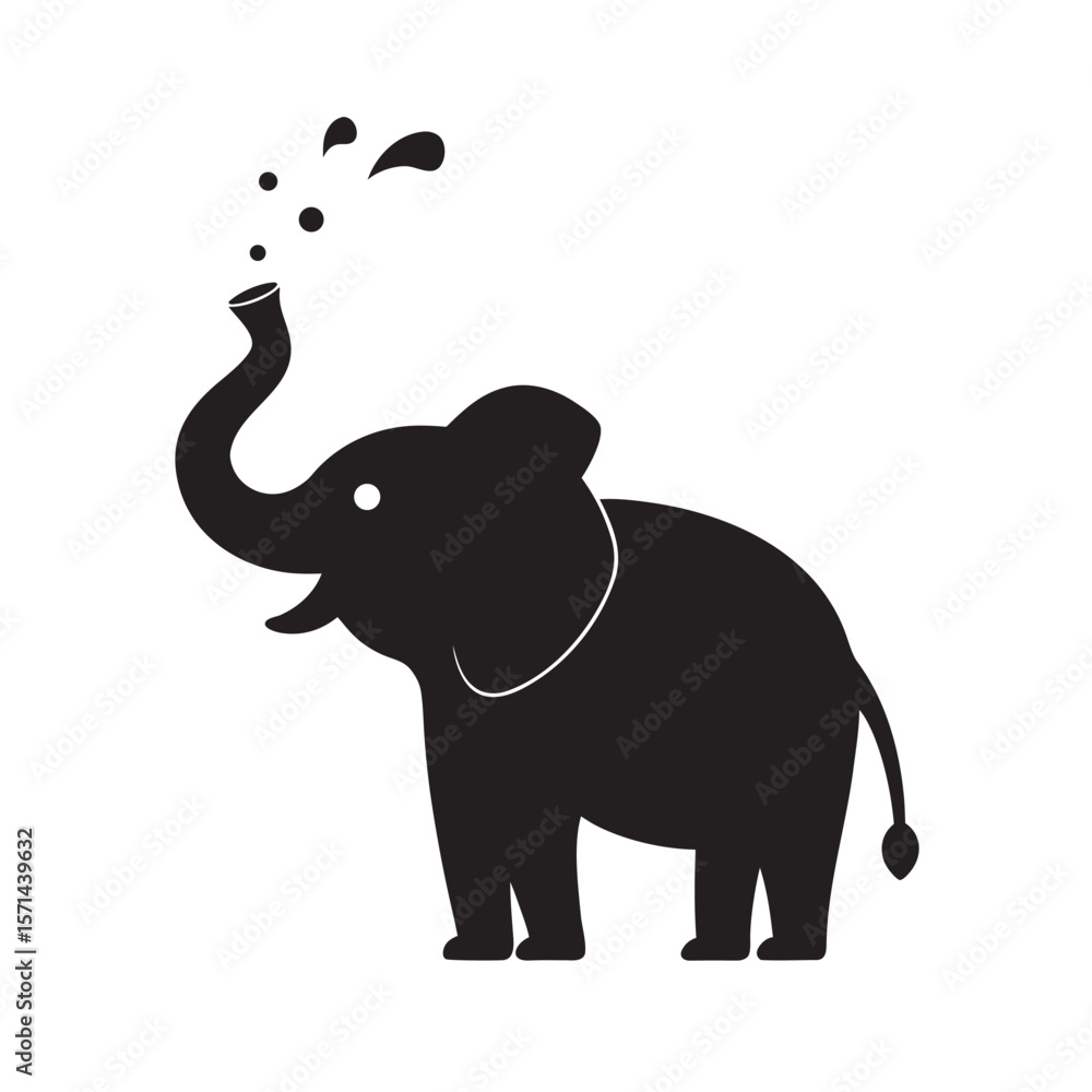 Fototapeta premium Playful Elephant Splashing Water Silhouette