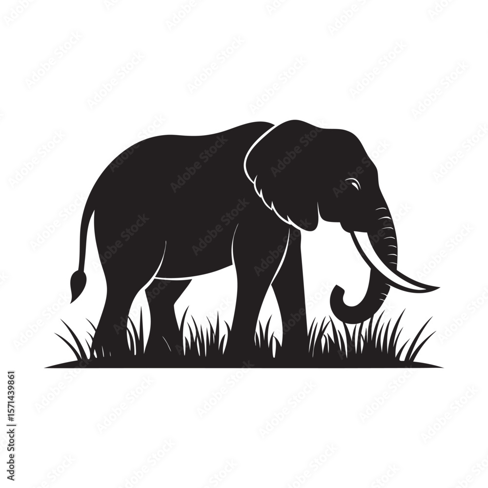 Obraz premium Elephant In Tall Grass Walking
