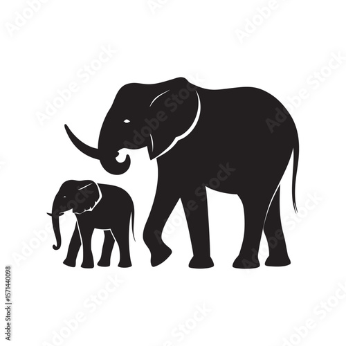 Mother Elephant And Baby Calf
