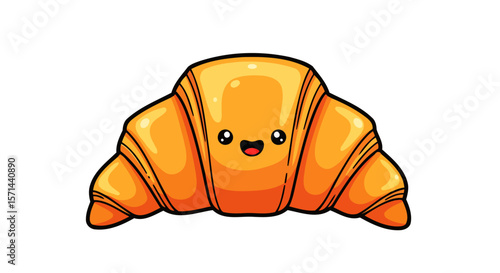 Cute Cartoon Croissant A Delightful Bakery Treat