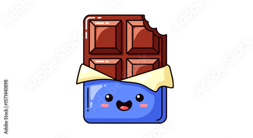 Smiling Chocolate Bar Cartoon Illustration A Sweet Treat