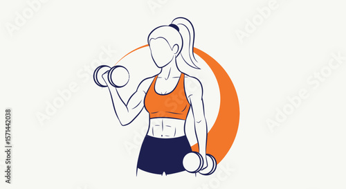 Woman fitness workout with dumbbells vector illustration design template