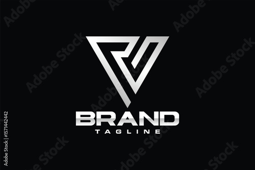 letter RV triangle logo