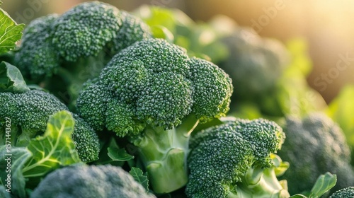 Wallpaper Mural Broccoli heads in sunlight with green leaves. Torontodigital.ca