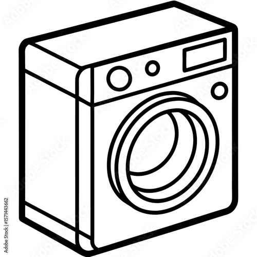 Washing Machine Icon – Clean Line Vector