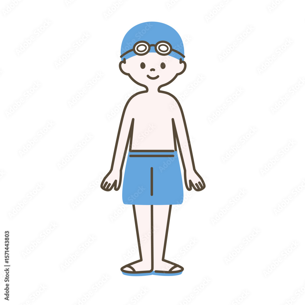 Fototapeta premium 水泳帽をかぶった水着の子ども_2