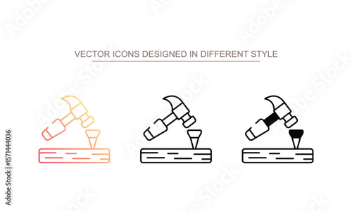 Fix Iron Nail icon design with white background stock illustration