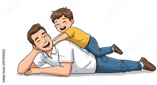 Happy Father and Son Playing Together

