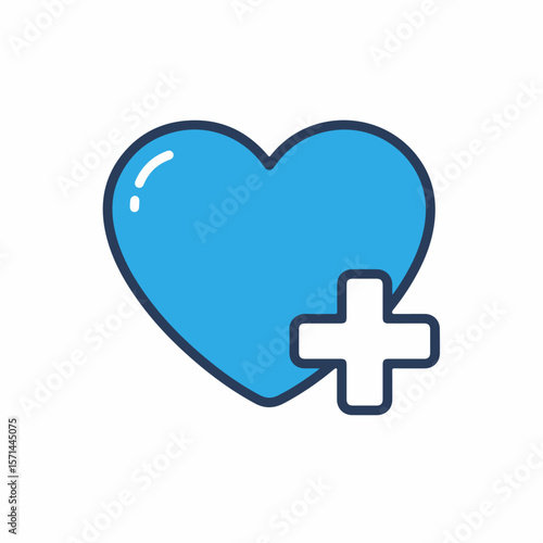 Image FX shows blue heart icon with plus sign for graphic expression. Image FX is a representation of adding positivity and health to one’s well-being, especially regarding image enhancements.