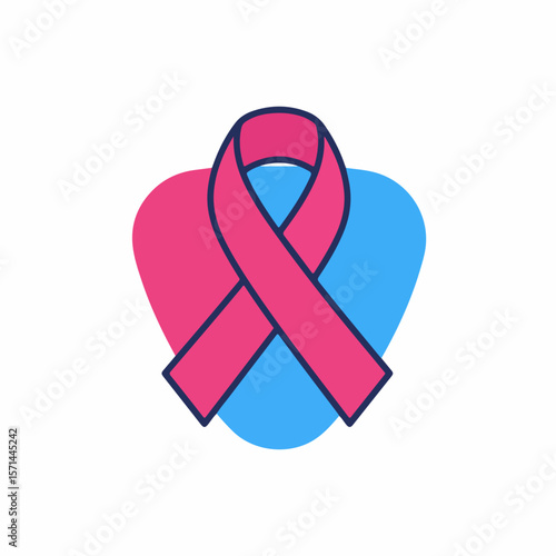 Pink ribbon on heart symbolizes breast cancer awareness, a potent symbol of support and hope. Breast cancer ribbon on blue and pink heart represents solidarity and understanding.