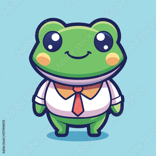 Cute frog wearing a shirt and tie