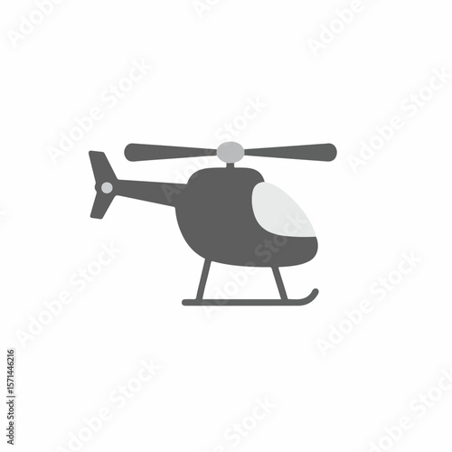 Isolated helicopter illustration, representing flight and travel, with smooth curves and modern design on white background. Helicopter is perfect for projects needing a simple,
