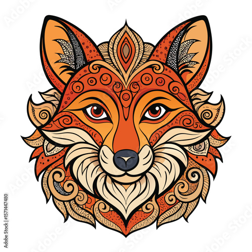 Red fox head cartoon vector illustration, a cute wild mammal design